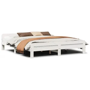 Bedframe zonder matras massief grenenhout wit 180×200 cm Bedframe zonder matras massief grenenhout wit 180×200 cm