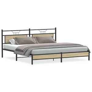 Bedframe zonder matras metaal sonoma eikenkleur 200×200 cm Bedframe zonder matras metaal sonoma eikenkleur 200×200 cm