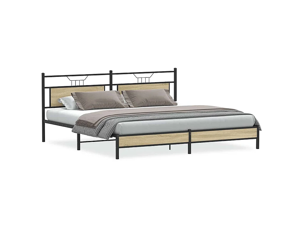 Bedframe zonder matras metaal sonoma eikenkleur 200x200 cm