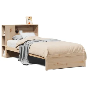 Bed met boekenkast zonder matras massief grenenhout 75×190 cm