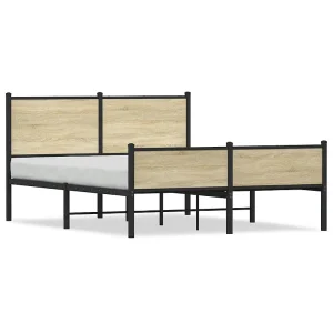 Bedframe zonder matras metaal sonoma eikenkleurig 137×190 cm