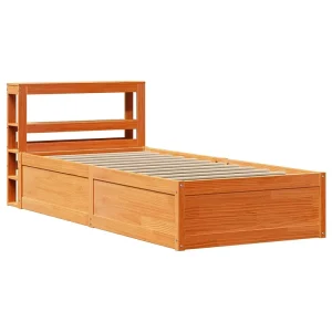 Bedframe met hoofdbord massief grenenhout wasbruin 100×200 cm Bedframe met hoofdbord massief grenenhout wasbruin 100×200 cm
