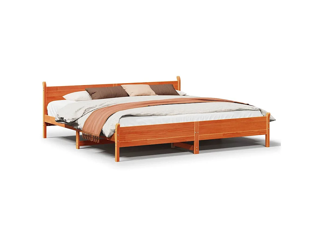 Bedframe zonder matras massief grenenhout wasbruin 200x200 cm
