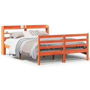 Bedframe zonder matras massief grenenhout wasbruin 120×190 cm Bedframe zonder matras massief grenenhout wasbruin 120×190 cm