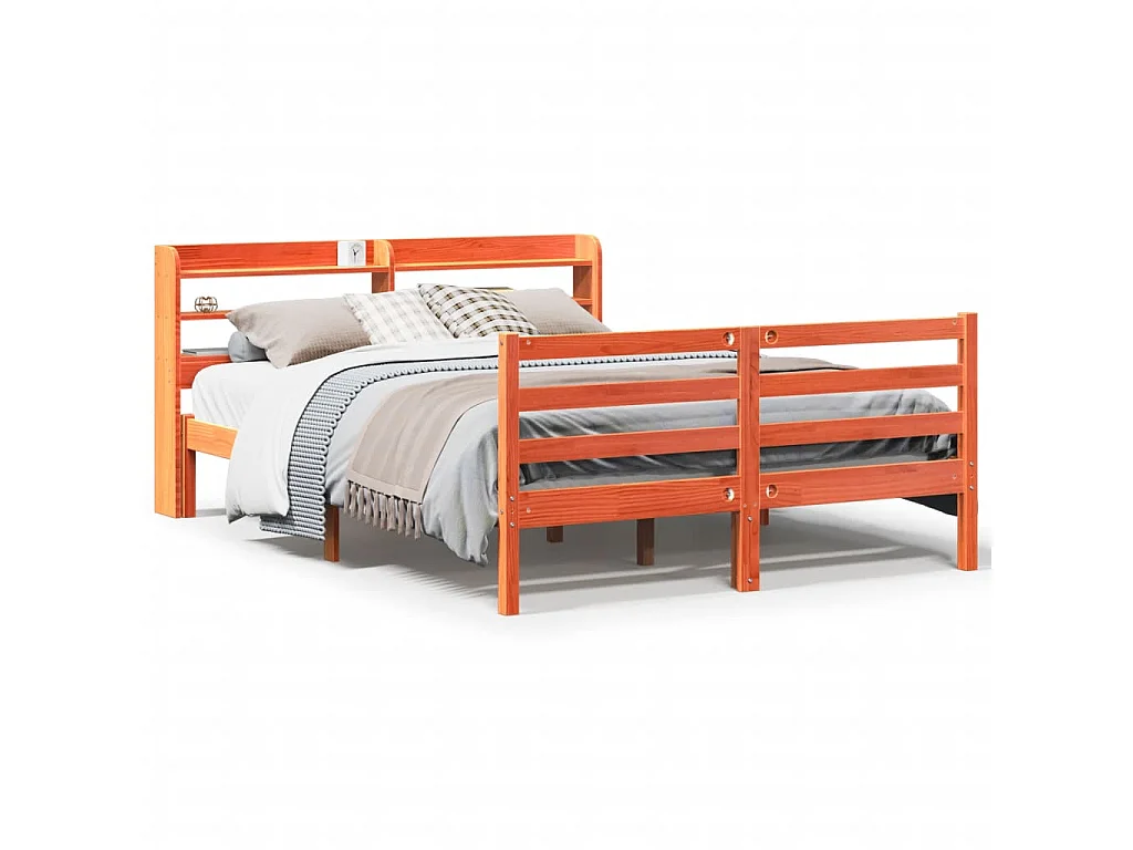 Bedframe zonder matras massief grenenhout wasbruin 120x190 cm