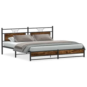Bedframe zonder matras metaal gerookt eikenkleurig 200×200 cm Bedframe zonder matras metaal gerookt eikenkleurig 200×200 cm