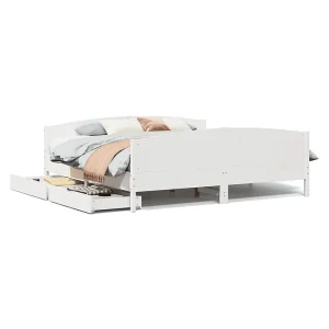 Bedframe zonder matras massief grenenhout wit 180×200 cm Bedframe zonder matras massief grenenhout wit 180×200 cm