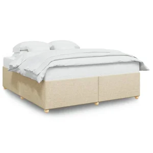 Bedframe zonder matras stof crèmekleurig 200×200 cm Bedframe zonder matras stof crèmekleurig 200×200 cm