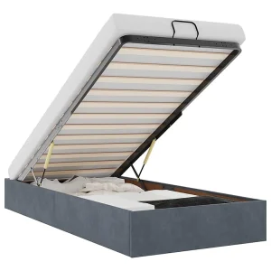 Bedframe zonder matras 90×190 cm fluweel donkergrijs Bedframe zonder matras 90×190 cm fluweel donkergrijs
