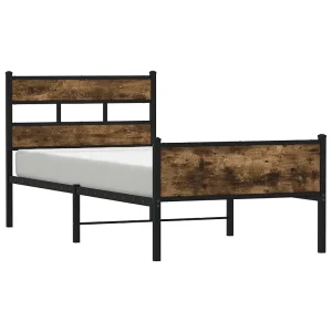 Bedframe zonder matras hout gerookt eikenkleurig 75×190 cm Bedframe zonder matras hout gerookt eikenkleurig 75×190 cm