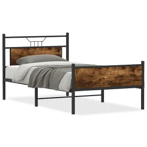 Bedframe zonder matras spaanplaat gerookt eikenkleurig Bedframe zonder matras spaanplaat gerookt eikenkleurig