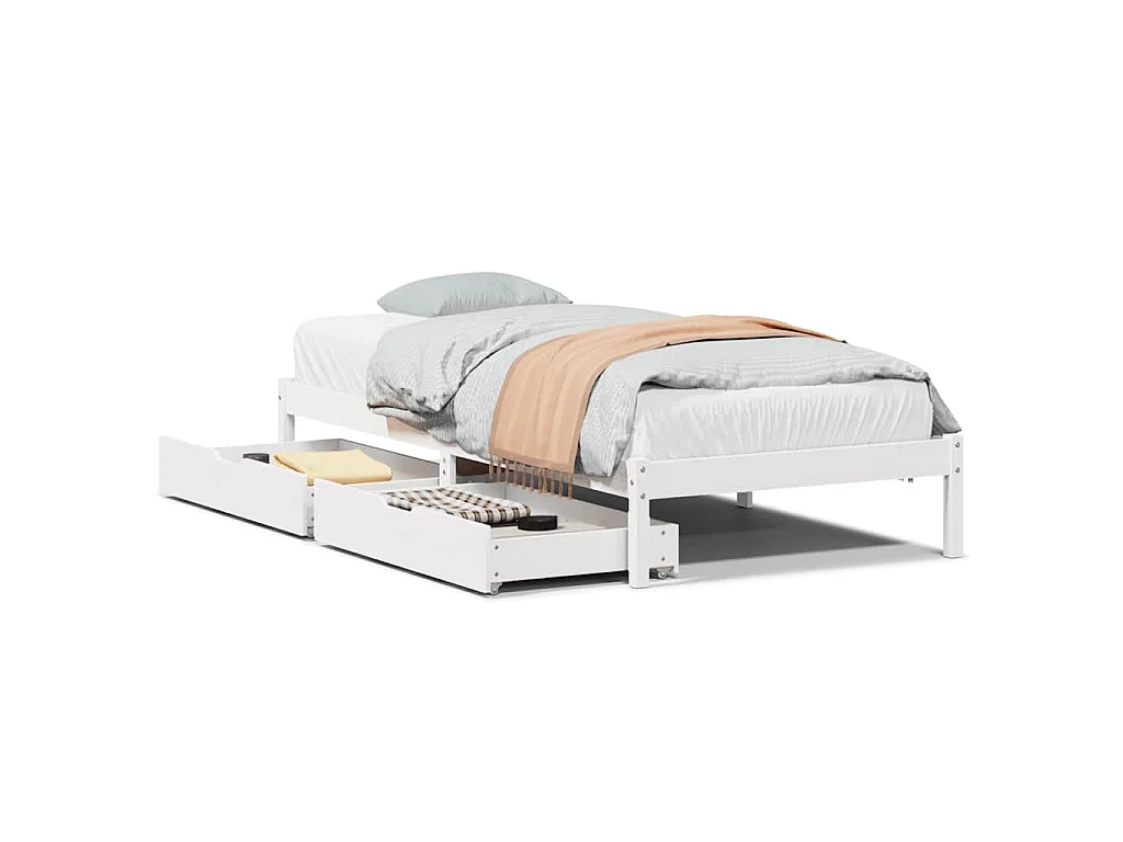 Bedframe zonder matras massief grenenhout wit 140x200 cm