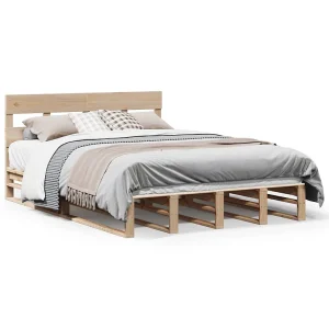 Bedframe zonder matras massief grenenhout 140×190 cm