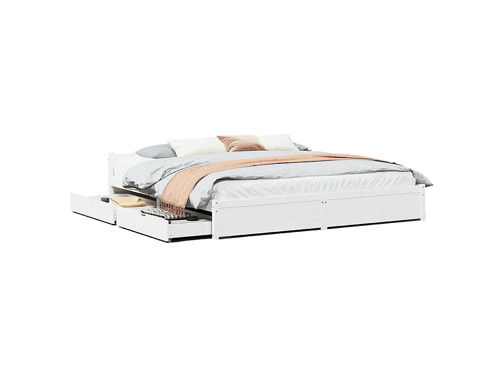 Bedframe zonder matras massief grenenhout wit 160x200 cm
