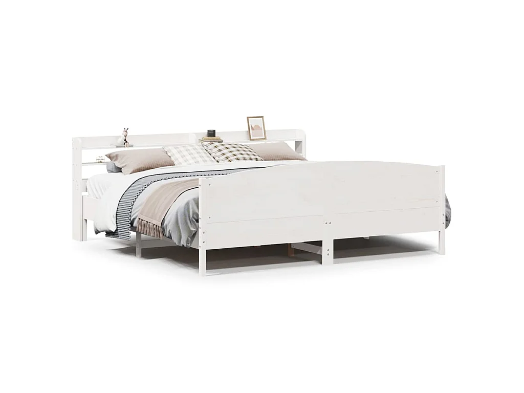 Bedframe zonder matras massief grenenhout wit 180x200 cm