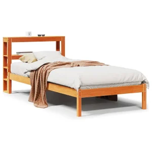 Bedframe met hoofdbord massief grenenhout wasbruin 75×190 cm