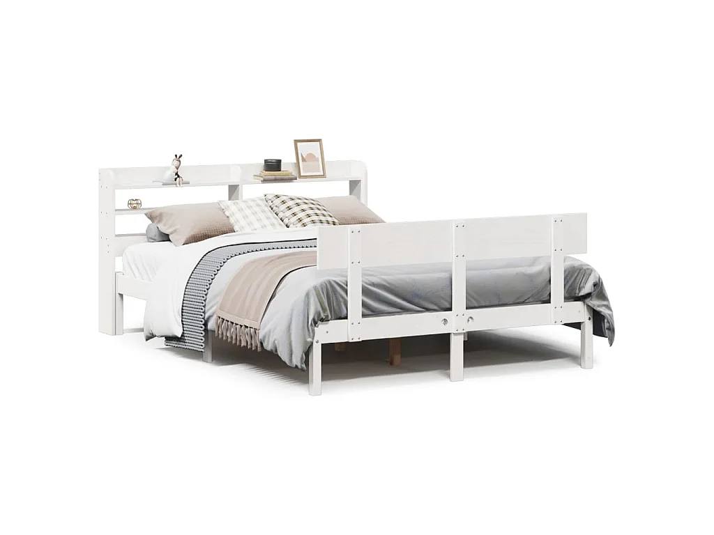 Bedframe zonder matras massief grenenhout wit 120x190 cm