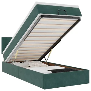 Bed poef met matras en LED's 90×200 cm fluweel donkergroen Bed poef met matras en LED's 90×200 cm fluweel donkergroen