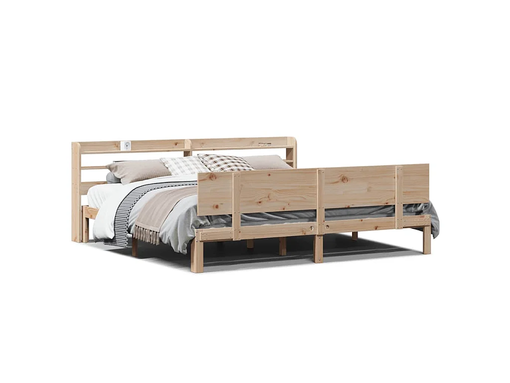 Bedframe met hoofdbord massief grenenhout 200x200 cm