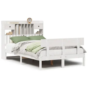 Bed met boekenkast zonder matras grenenhout wit 135×190 cm Bed met boekenkast zonder matras grenenhout wit 135×190 cm
