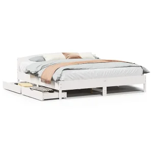 Bedframe zonder matras massief grenenhout wit 180×200 cm Bedframe zonder matras massief grenenhout wit 180×200 cm
