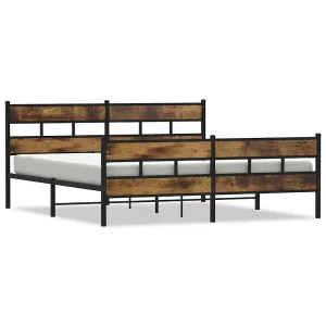 Bedframe zonder matras metaal gerookt eikenkleurig 180×200 cm Bedframe zonder matras metaal gerookt eikenkleurig 180×200 cm