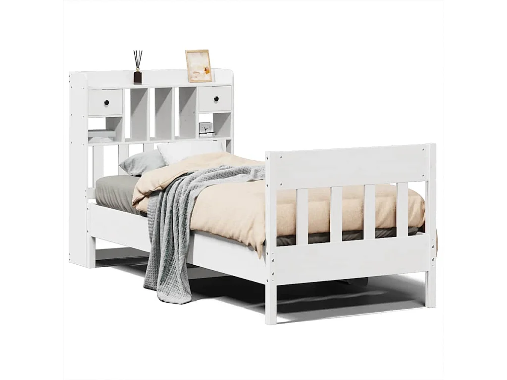 Bedframe zonder matras massief grenenhout wit 90x190 cm