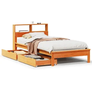 bed met boekenkast zonder matras grenenhout wasbruin 90×200 cm bed met boekenkast zonder matras grenenhout wasbruin 90×200 cm
