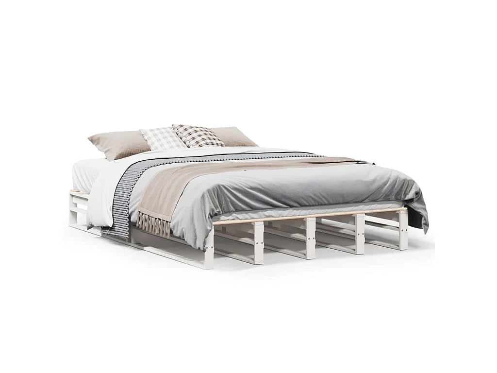 Bedframe zonder matras massief grenenhout wit 150x200 cm