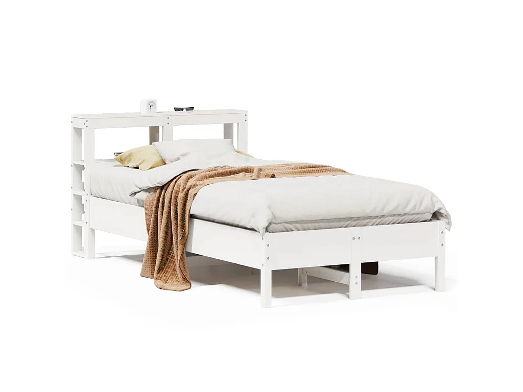Bedframe zonder matras massief grenenhout wit 75x190 cm