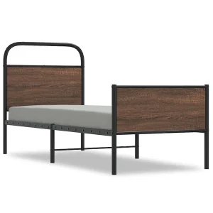 Bedframe zonder matras bewerkt hout bruin eikenkleur 75×190 cm