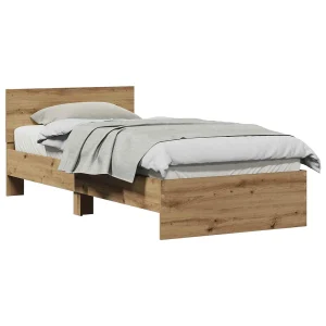 Bedframe met hoofdeinde Artisan Eiken 90 x 200 cm Bewerkt hout