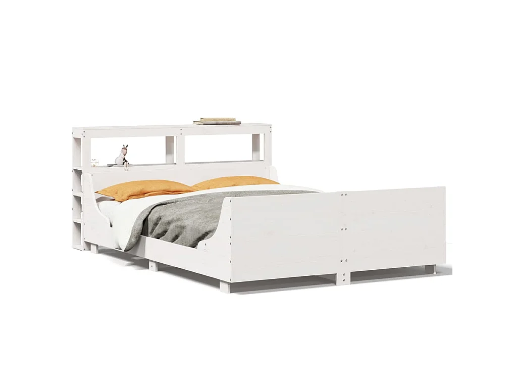 Bedframe zonder matras massief grenenhout wit 120x200 cm