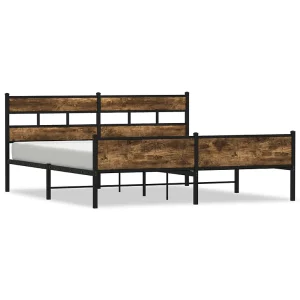 Bedframe zonder matras metaal gerookt eikenkleurig 193×203 cm Bedframe zonder matras metaal gerookt eikenkleurig 193×203 cm