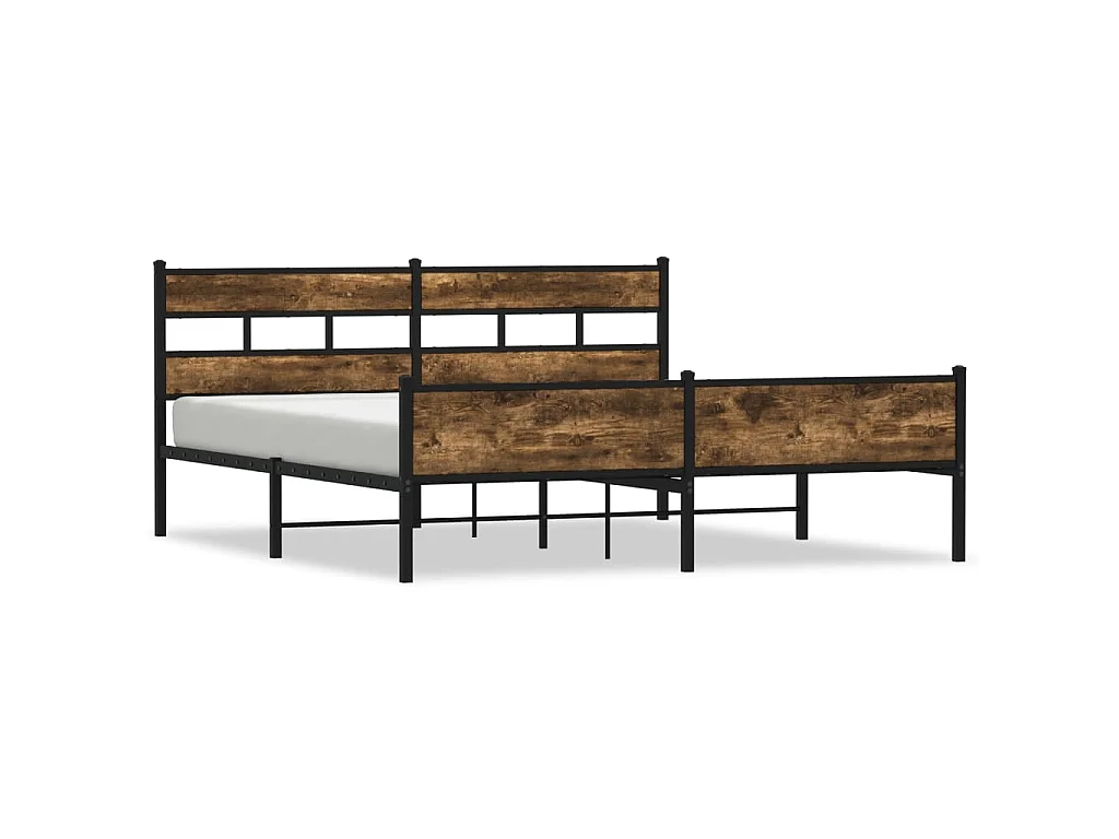Bedframe zonder matras metaal gerookt eikenkleurig 193x203 cm
