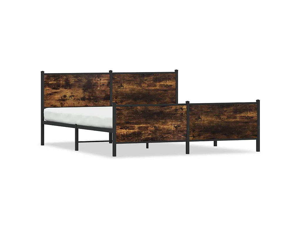 Bedframe zonder matras metaal gerookt eikenkleurig 183x213 cm