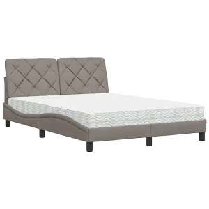 Bed met matras stof taupe 120×200 cm Bed met matras stof taupe 120×200 cm