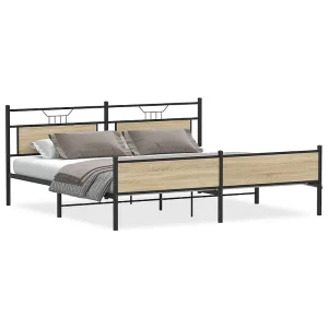 Bedframe zonder matras metaal sonoma eikenkleurig 193×201 cm Bedframe zonder matras metaal sonoma eikenkleurig 193×201 cm