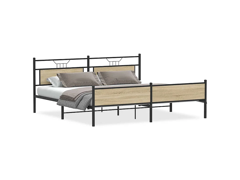 Bedframe zonder matras metaal sonoma eikenkleurig 193x201 cm