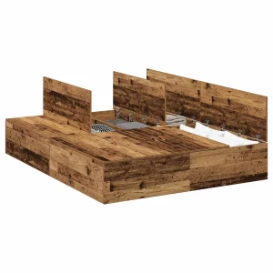 Opbergbedframe met opslag Oud Hout 135 x 190 cm Bewerkt hout