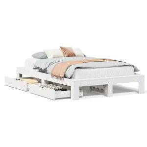 Bedframe zonder matras massief grenenhout wit 135×190 cm Bedframe zonder matras massief grenenhout wit 135×190 cm