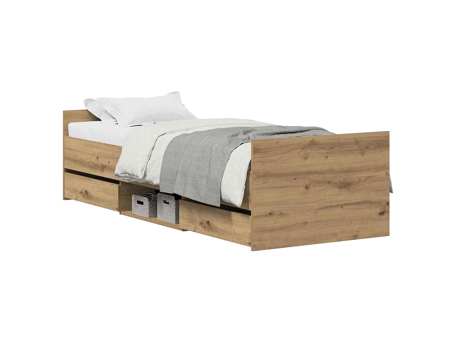 Bedframe met lade Artisan Eiken 193 x 78 x 50 cm Bewerkt hout