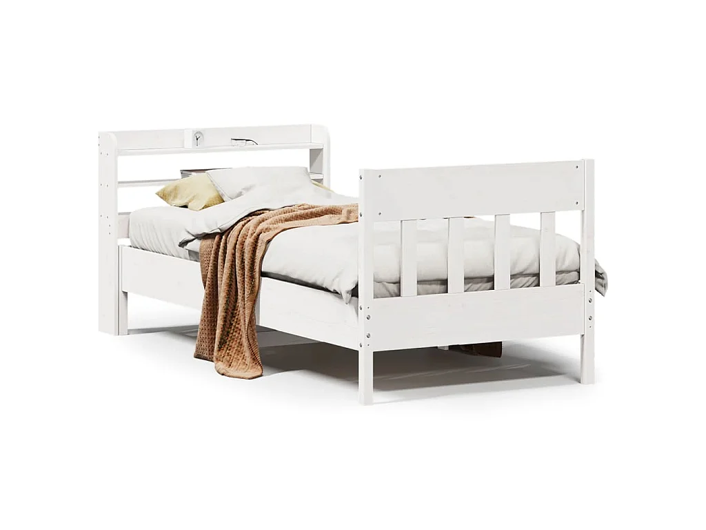 Bedframe zonder matras massief grenenhout wit 90x190 cm