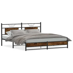 Bedframe zonder matras metaal gerookt eikenkleurig 183×213 cm Bedframe zonder matras metaal gerookt eikenkleurig 183×213 cm