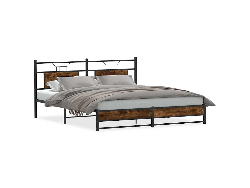 Bedframe zonder matras metaal gerookt eikenkleurig 183x213 cm