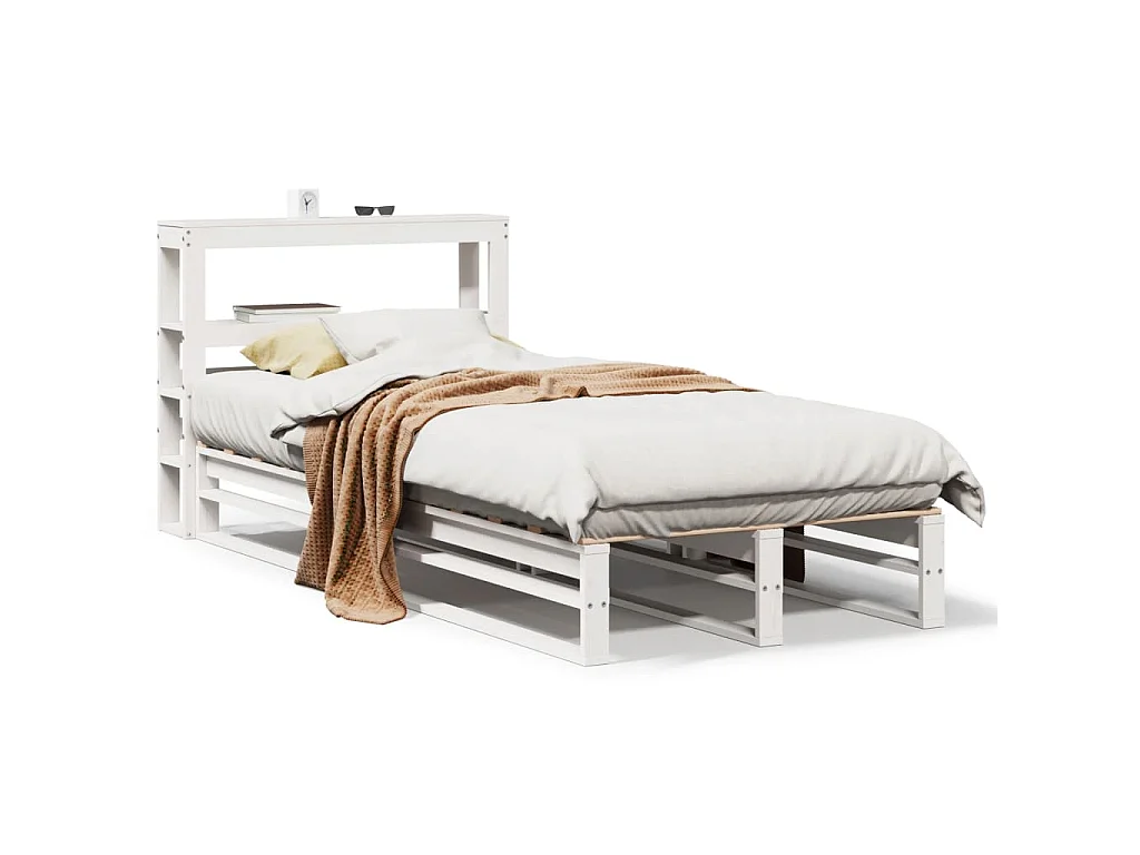 Bedframe zonder matras massief grenenhout wit 75x190 cm