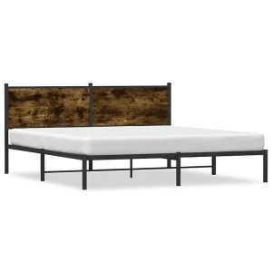 Bedframe zonder matras metaal gerookt eikenkleurig 160×200 cm Bedframe zonder matras metaal gerookt eikenkleurig 160×200 cm