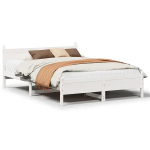 Bedframe zonder matras massief grenenhout wit 120×190 cm Bedframe zonder matras massief grenenhout wit 120×190 cm