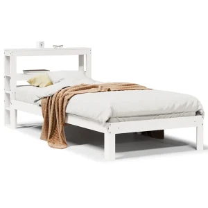 Bedframe met hoofdeinde zonder matras 90×200 cm wit Bedframe met hoofdeinde zonder matras 90×200 cm wit