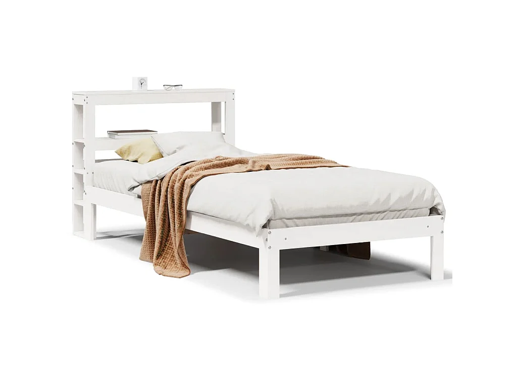 Bedframe met hoofdeinde zonder matras 90x200 cm wit